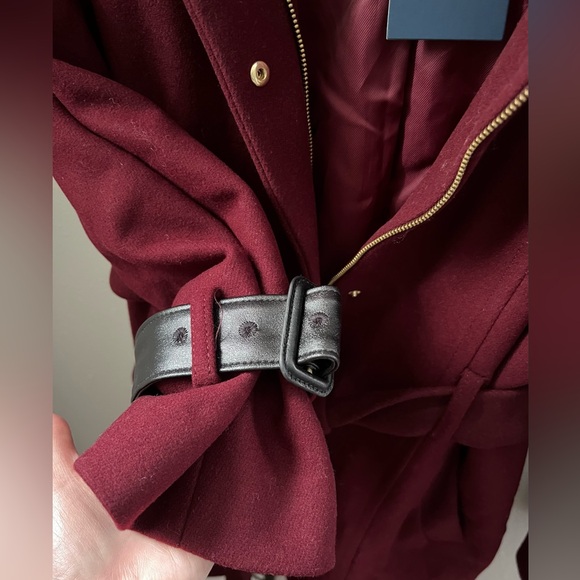 New Cole Haan Belted Raglan Melton Wool Coat Women’s Size 12 - Picture 6 of 10